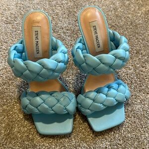Steve Madden Blue Prema Braided Sandal heels size 8
